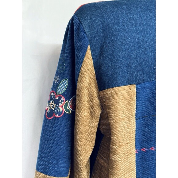 VTG Koret City Blues Embroidered Patchwork Cardigan Jacket Shacket w Denim XL - Picture 10 of 12